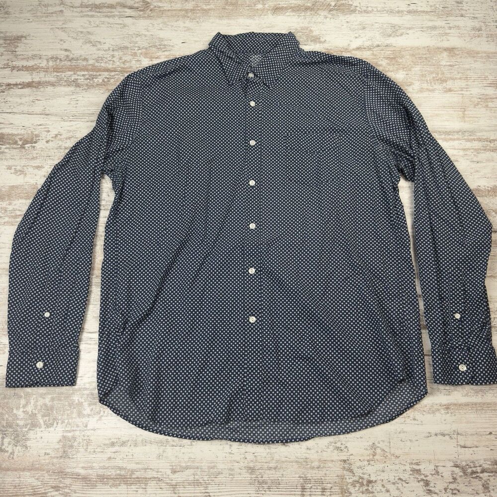 J.Crew Chambray Lightweight Long-Sleeve Button-Up Shirt Men's XL Polka Dot Blue